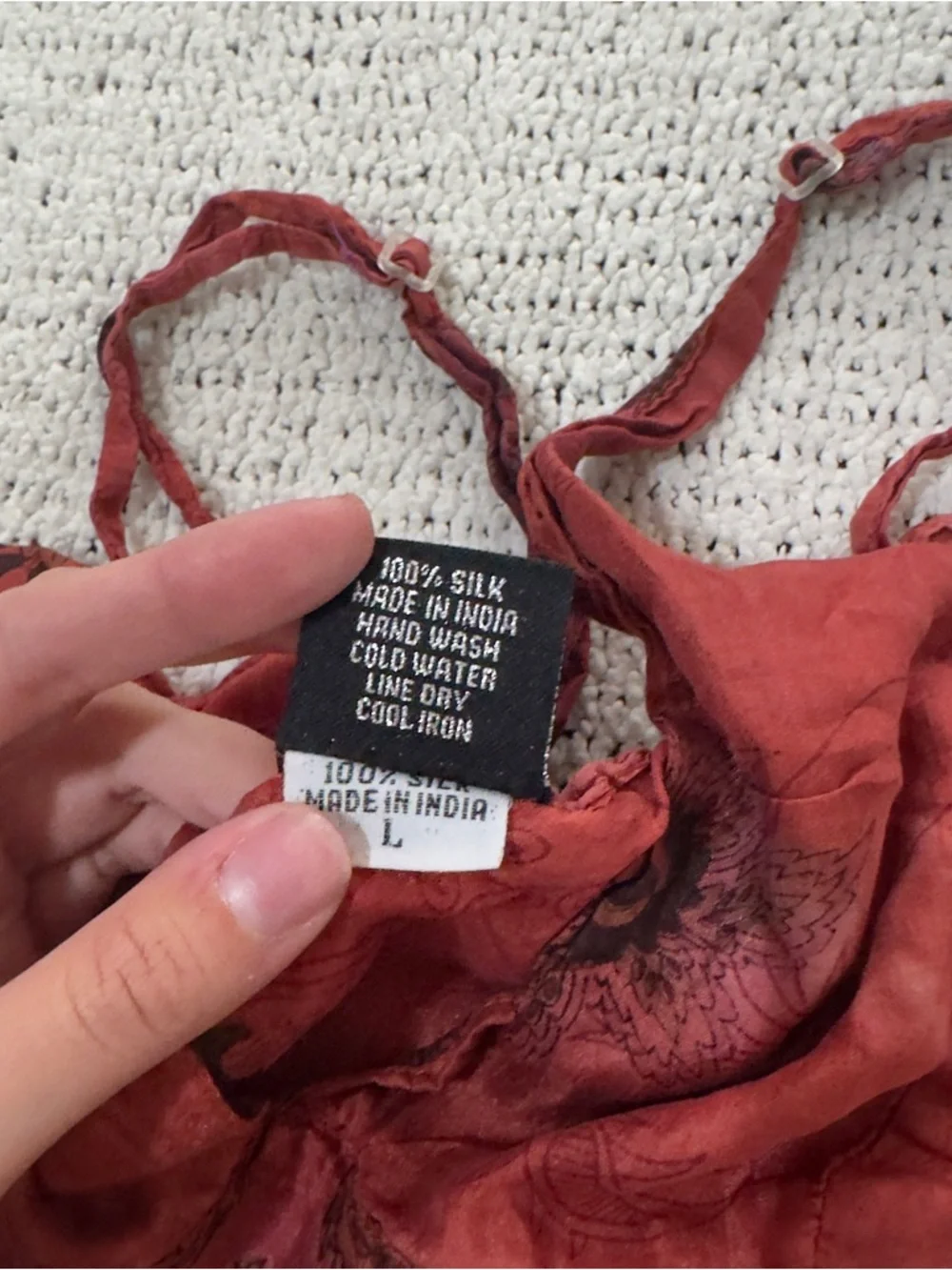 Y2K Red Paisley Silk Cami Top - Picture 9 of 9